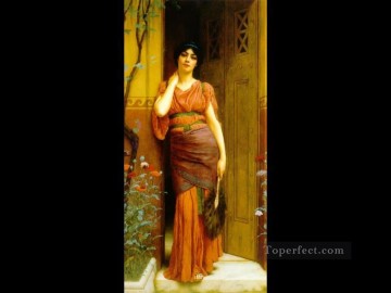 ジョン・ウィリアム・ゴッドワード Painting - ガーデン・ドア 1901年 新古典主義の女性 ジョン・ウィリアム・ゴッドワード